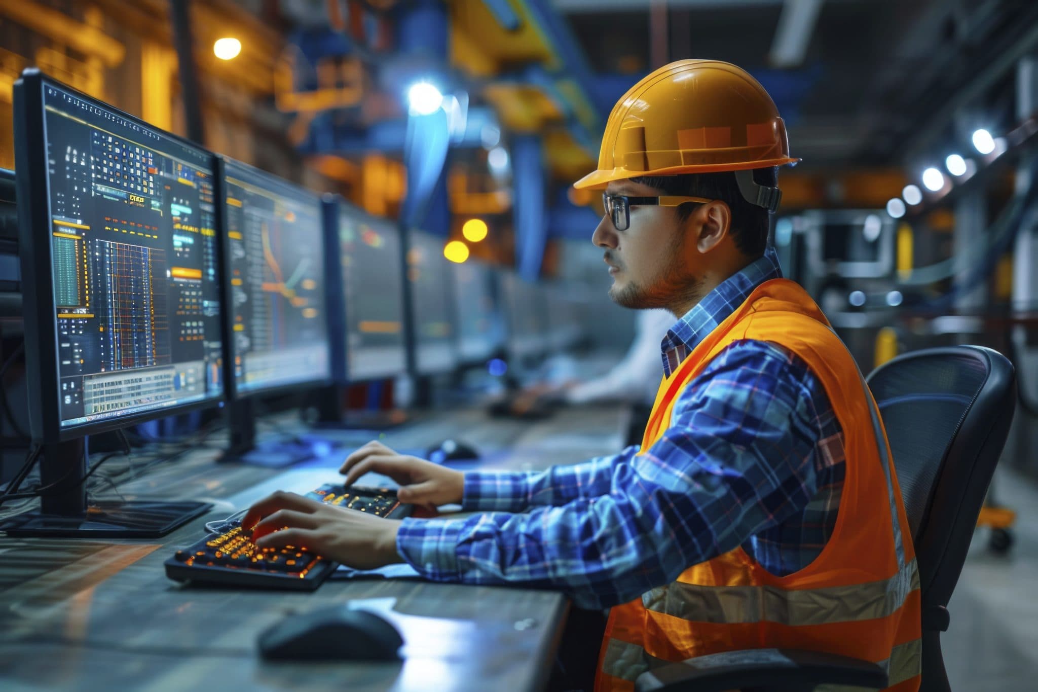 AI safety software monitoring workplace with compliance visualization overlay