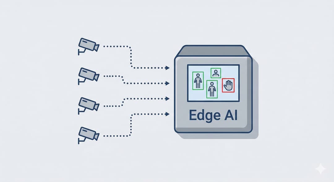 Visionify Edge AI server analyzing multiple camera feeds with real-time safety detection overlays