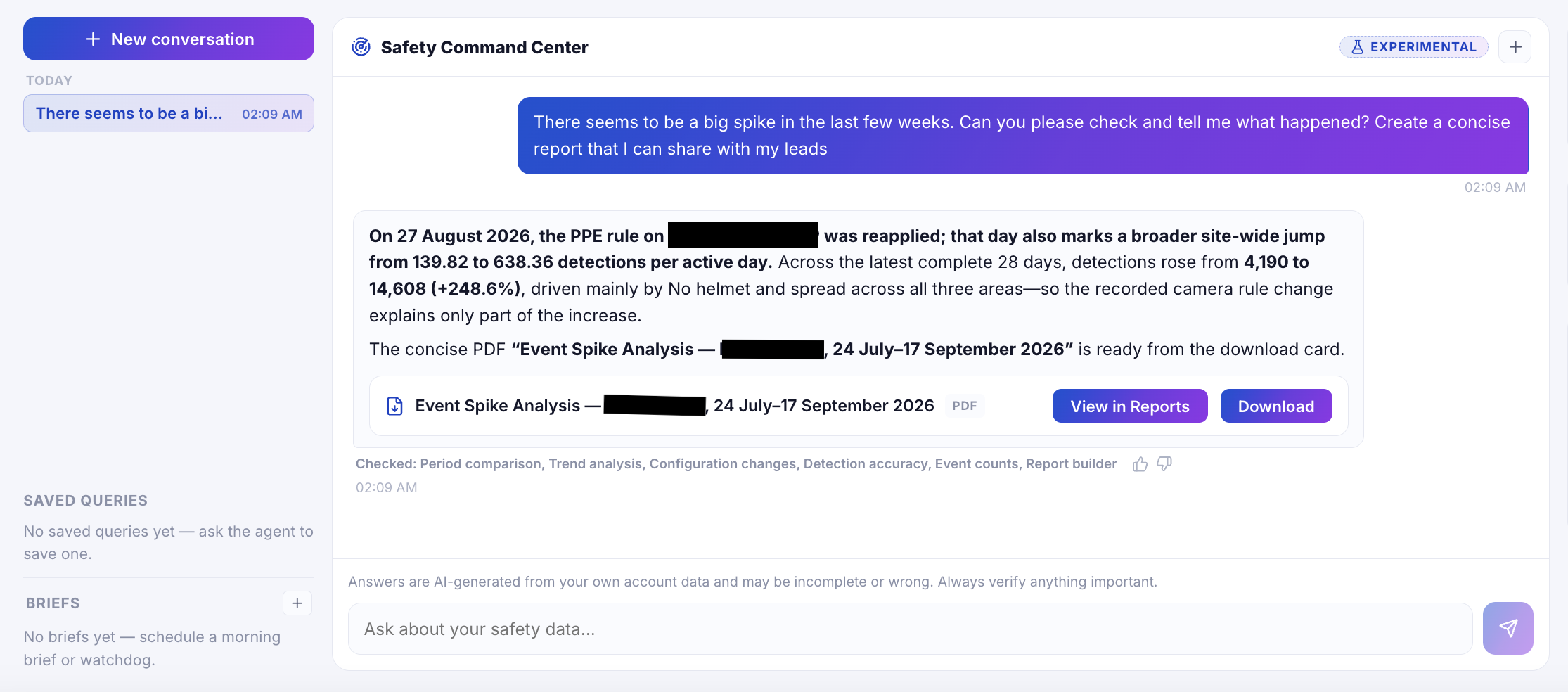 Safety Command Center: Ask Your Safety Data a Question